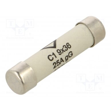 Fuse: fuse; gG; 25A; 400VAC; cylindrical,industrial; 9x36mm L936C1-25 HAGER