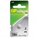 GP Batteries ALKALINE BUTTON CELL LR43 Blister with 1 battery. 3V 186 1-P 186 Buitines baterijos