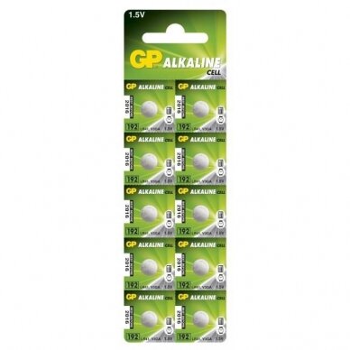 GP Batteries GP ALKALINE BUTTON CELL LR41 Blister with 10 batteries. 17168 Buitines baterijos