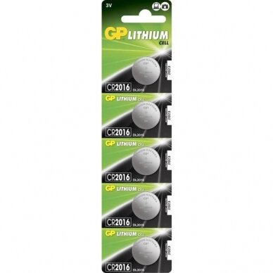GP Batteries LITHIUM BUTTON CELL CR2016 Lithium CR2016, Single-use 2283 Buitines baterijos