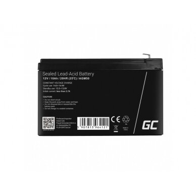 Baterija (akumuliatorius) GC AGM UPS (švino rūgšties) 12V 10Ah 3