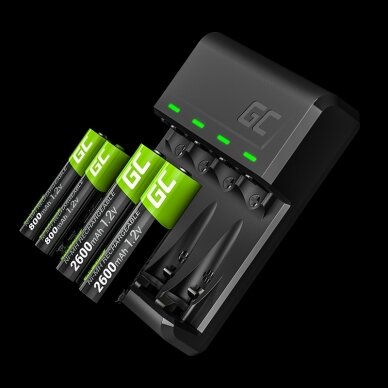 Kroviklis GC skirtas baterijoms (akumuliatoriams) Ni-MH AA, AAA su Micro USB, USB-C jungtimi 0,5W, 1.5V, 1.2A 1