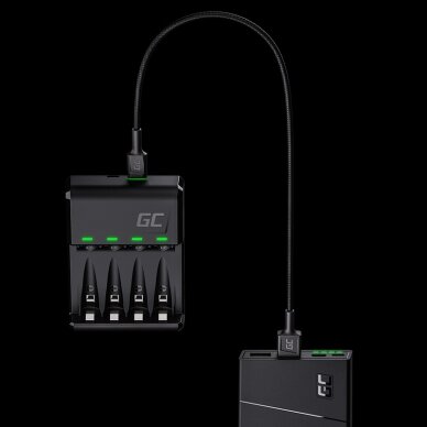 Kroviklis GC skirtas baterijoms (akumuliatoriams) Ni-MH AA, AAA su Micro USB, USB-C jungtimi 0,5W, 1.5V, 1.2A 3