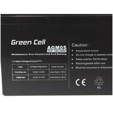 Baterija (akumuliatorius) GC UPS Gel (universali) 12V 7.2Ah 1