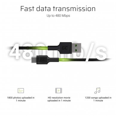 Kabelis USB-A - USB-C 200 cm palaiko greitą krovimą (Ultra Charge QC3.0) 1