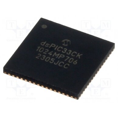 IC: dsPIC microcontroller; Memory: 1024kB; QFN64; 3÷3.6VDC; DSPIC 33CK1024MP706-E/MR MICROCHIP TECHNOLOGY 1