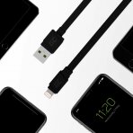 USB kabelis GC matinis, plokščias, Lightning Apple 2.4A greito krovimo palaikymas