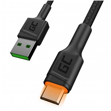 Kabelis USB-A - microUSB geltonas LED 120cm "Ultra Charge QC3.0" greitas krovimas 1