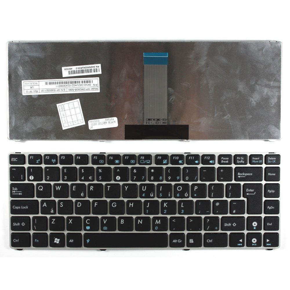 Klaviatūra ASUS U20 UL20 UX30 1201 1215 (didelis ENTER, sidabrinis rėmelis) UK
