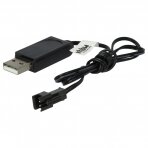 USB įkrovimo kabelis RC modelių baterijoms su SM-2P jungtimi 6V 60cm