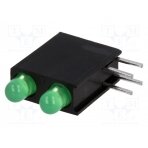 LED; in housing; green; 3mm; No.of diodes: 2; 20mA; 40°; 2.2÷2.5V L-7104GE/2GD KINGBRIGHT ELECTRONIC