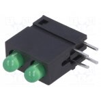 LED; in housing; green; 3mm; No.of diodes: 2; 20mA; 40°; 2.2V; 25mcd DVDD222 SIGNAL-CONSTRUCT