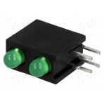 LED; in housing; green; 3mm; No.of diodes: 2; 20mA; 60°; 2.2÷2.5V L-934DB/2GD KINGBRIGHT ELECTRONIC