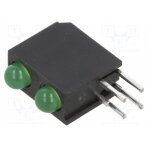 LED; in housing; green; 3mm; No.of diodes: 2; 2mA; Lens: diffused H201CGDL BIVAR