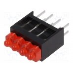 LED; in housing; red; 1.8mm; No.of diodes: 4; 20mA; 70°; 1÷5mcd 2413.2431 MENTOR