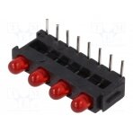 LED; in housing; red; 2.8mm; No.of diodes: 4; 20mA; 60°; 15÷30mcd 2311.2432 MENTOR