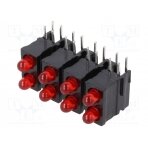 LED; in housing; red; 2.8mm; No.of diodes: 8; 20mA; 60°; 1.2÷4mcd 1801.4423 MENTOR