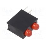 LED; in housing; red; 3mm; No.of diodes: 2; 20mA; Lens: diffused; 30° OSR6LX3E34B-3F2B OPTOSUPPLY