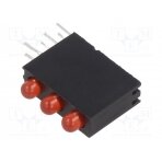 LED; in housing; red; 3mm; No.of diodes: 3; 20mA; Lens: diffused; 30° OSR6LX3E34B-3F3C OPTOSUPPLY