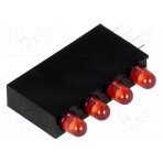 LED; in housing; red; 3mm; No.of diodes: 4; 20mA; Lens: red,diffused H30D-4SD LUCKYLIGHT