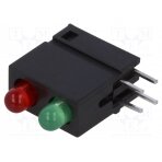 LED; in housing; red/green; 3mm; No.of diodes: 2; 20mA; 40°; 2÷2.2V DVDD202 SIGNAL-CONSTRUCT