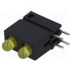 LED; in housing; yellow; 3mm; No.of diodes: 2; 20mA; 40°; 2.1V; 25mcd DVDD211 SIGNAL-CONSTRUCT