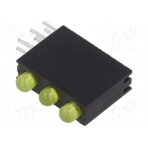 LED; in housing; yellow; 3mm; No.of diodes: 3; 20mA; Lens: diffused OSY5LX3E34B-3F3C OPTOSUPPLY