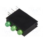 LED; in housing; yellow green; 3mm; No.of diodes: 3; 20mA; 30° OSG8NX3E34B-3F3C OPTOSUPPLY