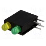 LED; in housing; yellow/green; 3mm; No.of diodes: 2; 2mA; 40° L-7104GE/1LY1LGD KINGBRIGHT ELECTRONIC
