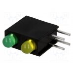 LED; in housing; yellow/green; 3mm; No.of diodes: 2; 2mA; 40° L-7104MD/1LG1LYD KINGBRIGHT ELECTRONIC