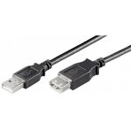 Kabelis USB2.0 Extension A-A 3m M-F Black, Hi-Speed USBAAF3B AK-300202-030-S