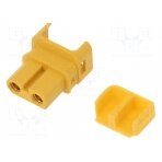Plug; DC supply; XT30; female; PIN: 2; for cable; soldering; yellow XT30ULW-F AMASS