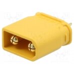 Plug; DC supply; XT30; male; PIN: 2; for cable; soldering; yellow XT30U-M AMASS