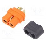 Plug; DC supply; XT60; female; PIN: 3; for cable; soldering; orange XT60I-F AMASS