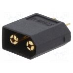Plug; DC supply; XT60; male; PIN: 2; for cable; soldering; black; 20A XT60W-M AMASS