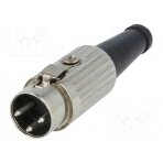 Plug; DIN; male; PIN: 3; Layout: 180°; straight; for cable; soldering 590-0300 DELTRON