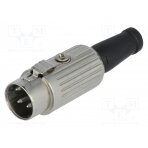 Plug; DIN; male; PIN: 4; Layout: 216°; straight; for cable; soldering 590-0400 DELTRON