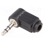 Plug; Jack 3,5mm; male; stereo; ways: 3; angled 90°; for cable JC-023