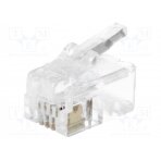 Plug; RJ11; PIN: 4; Layout: 4p4c; for cable; IDC,crimped MHRJ114P4CR MH CONNECTORS