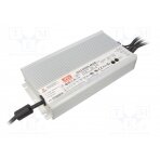 Power supply: switched-mode; LED; 600W; 48VDC; 6.2÷12.5A; IP65 HLG-600H-48AB MEAN WELL