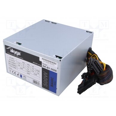 Power supply: computer; ATX; 500W; Features: fan 12cm AK-B1-500E AKYGA