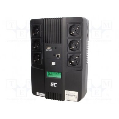 Power supply: UPS; 270x190x92mm; 480W; 800VA; No.of out.sockets: 7 GC-UPS07 GREEN CELL 1