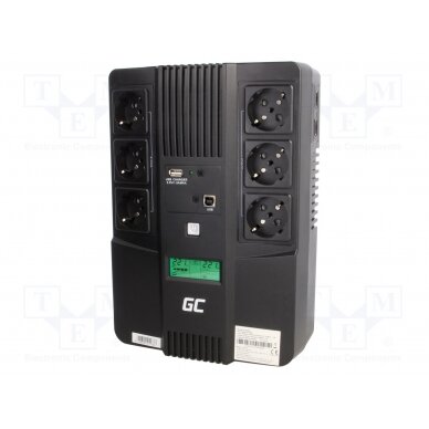 Power supply: UPS; 270x190x92mm; 480W; 800VA; No.of out.sockets: 7 GC-UPS07 GREEN CELL