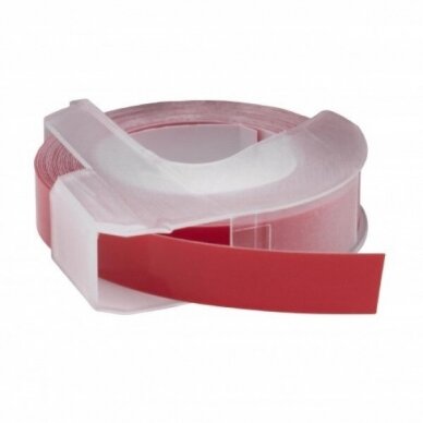 Juosta - kasetė lipdukų spausdintuvui Dymo 0898150 9mm, balta ant raudonos 1
