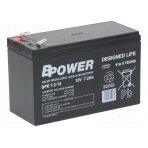 Re-battery: acid-lead; 12V; 7.2Ah; AGM; maintenance-free; 2.25kg ACCU-BPE7.2-12T/BP BPOWER