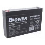 Re-battery: acid-lead; 6V; 7.2Ah; AGM; maintenance-free; 1.2kg; BPE ACCU-BPE7.2-6T1/BP BPOWER