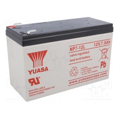 Re-battery: acid-lead; 12V; 7Ah; AGM; maintenance-free; 2.65kg ACCU-HP7-12L/Y YUASA 1