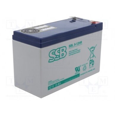 Re-battery: acid-lead; 12V; 9Ah; AGM; maintenance-free ACCU-SBL-9-12HR/S SSB 1