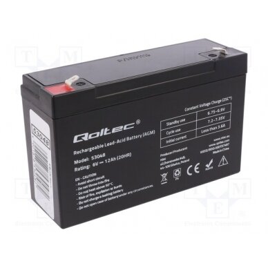Re-battery: acid-lead; 6V; 12Ah; AGM; maintenance-free ACCU-H12-6/Q QOLTEC 1