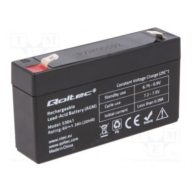Re-battery: acid-lead; 6V; 1.3Ah; AGM; maintenance-free ACCU-HP1.3-6/Q QOLTEC 1